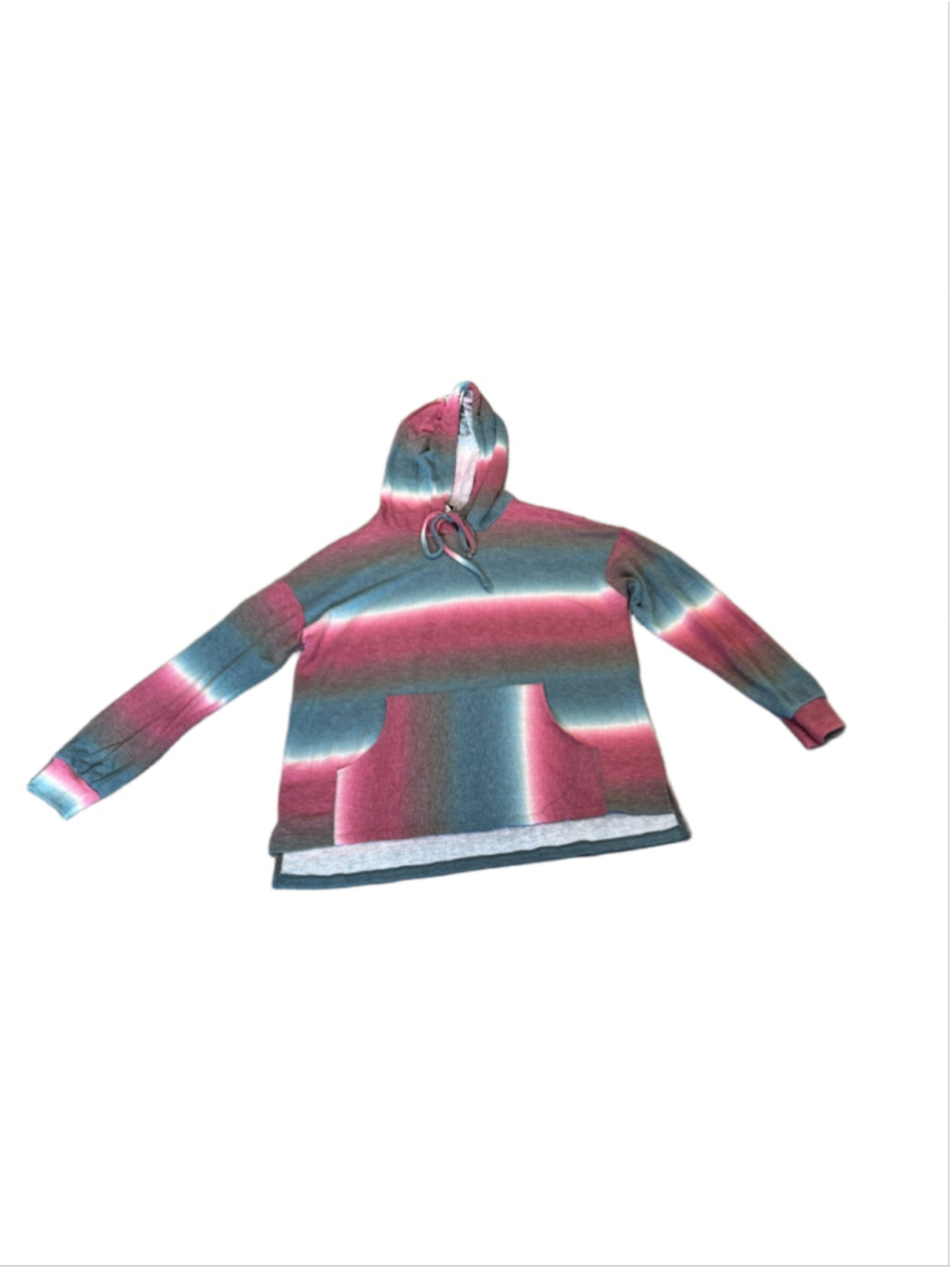 White Birch Cotton Candy Split Hem Oversized Striped Hoodie Sweatshirt